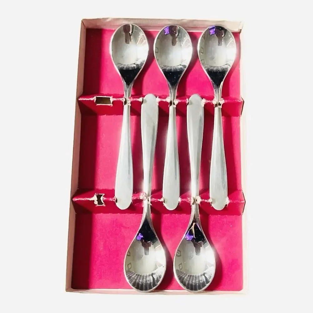 Vintage Marke Tischfein Demitasse Egg Spoons Set Of 5 Stainless Steel 18/8